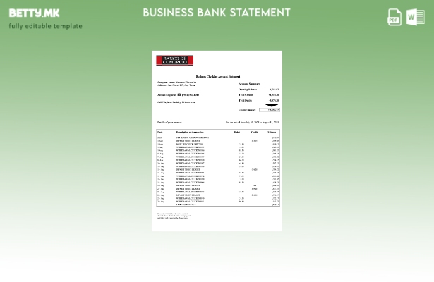Модерен стил Перуански Banco de Comercio претпријатие изјава за Word и PDF шабло